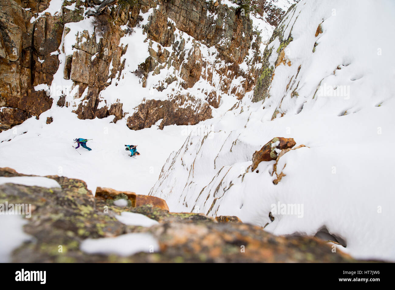 Portrait de deux amis du ski nordique dans les montagnes Wasatch Banque D'Images