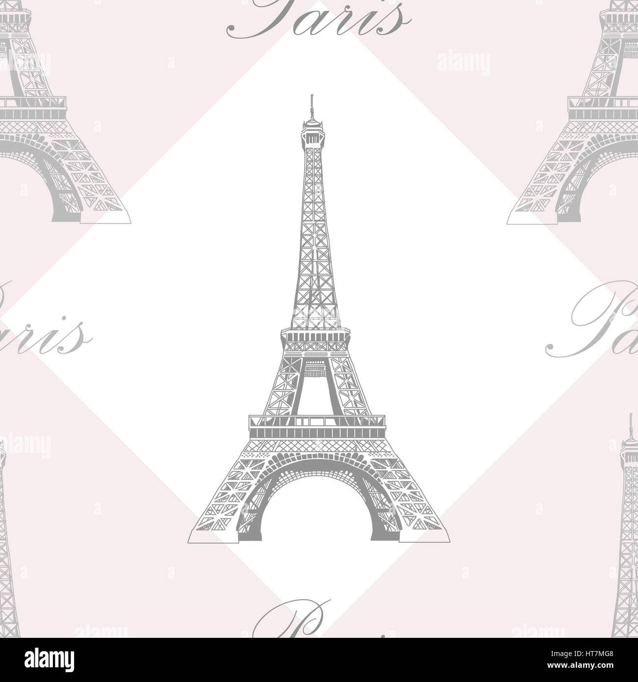 Motif transparente avec Tour Eiffel sur fond géométrique gris et blanc Illustration de Vecteur