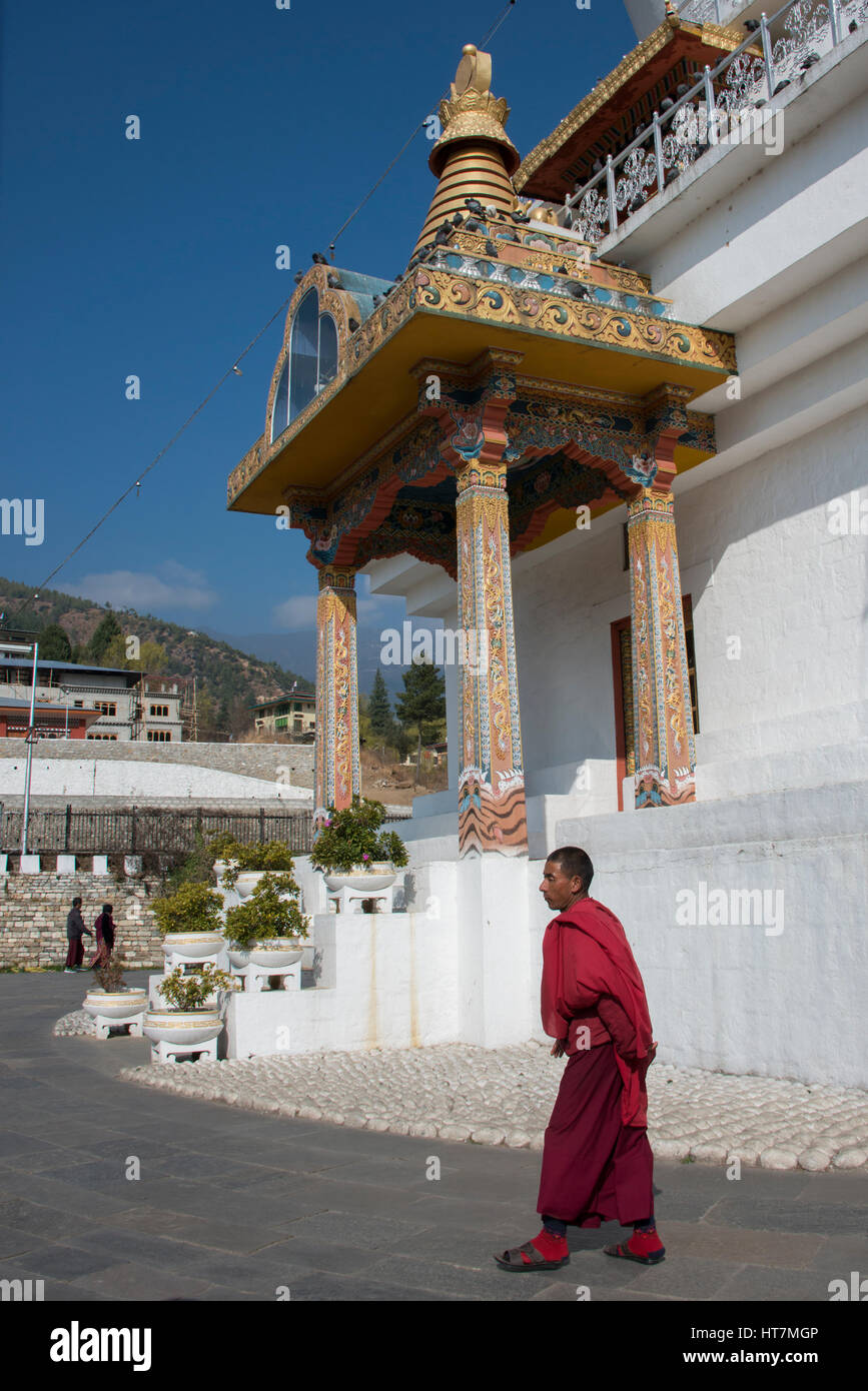 Le Bhoutan, Thimphu. Memorial Chorten Stupa (aka Thimphu ou National Memorial Chorten) Mémorial à la troisième Roi du Bhoutan, Jigme Dorji Wangchuck. Banque D'Images