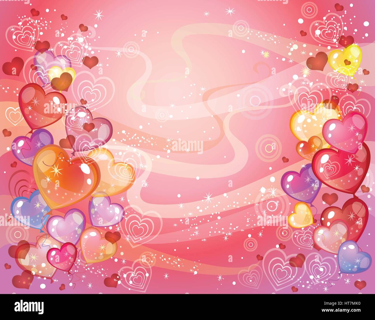 Valentin's day vector Background with balloons Illustration de Vecteur