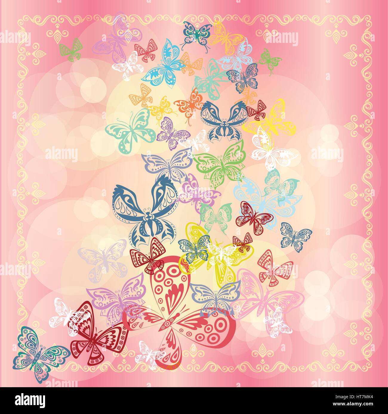 Ensemble papillon isolé sur fond rose, vector illustration Illustration de Vecteur