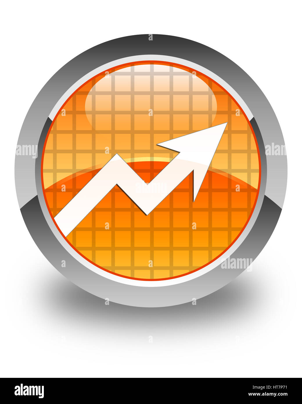 Business graph isolé sur l'icône bouton rond orange brillant abstract illustration Banque D'Images