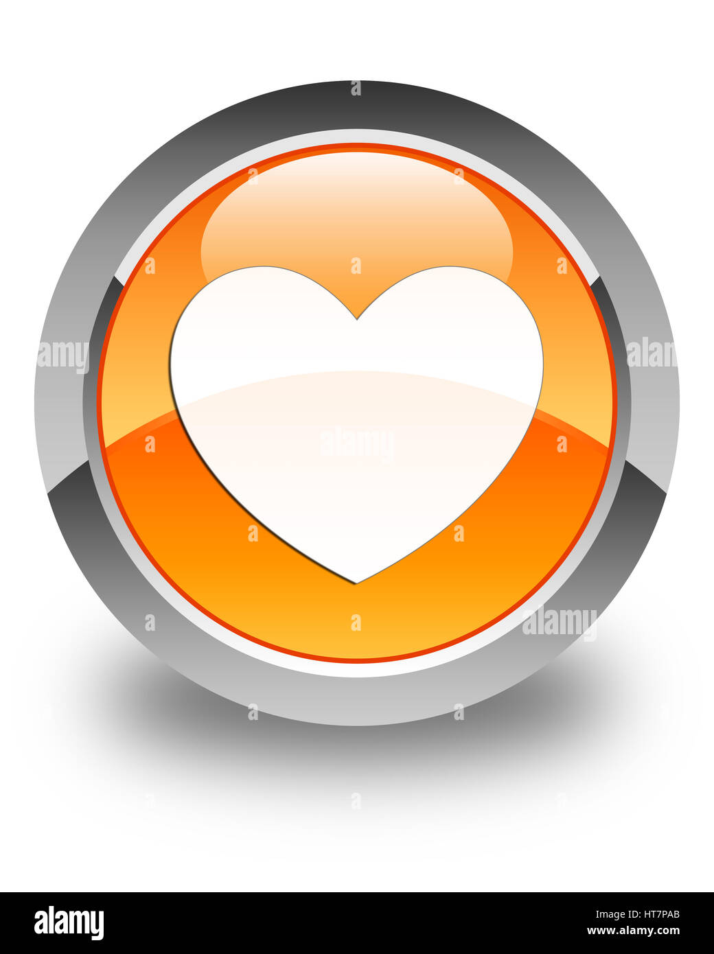 Icône de cœur isolé sur bouton rond orange brillant abstract illustration Banque D'Images