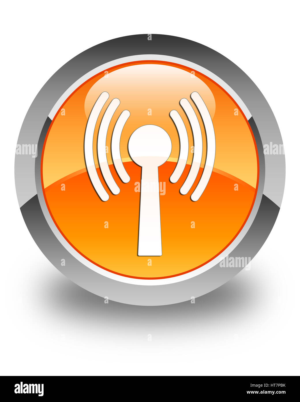 L'icône de réseau local sans fil isolé sur bouton rond orange brillant abstract illustration Banque D'Images