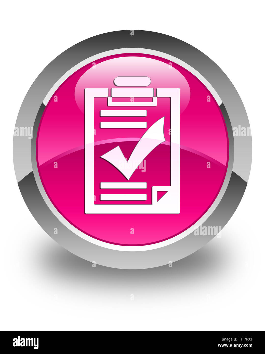 L'icône Liste isolé sur rose brillant bouton rond abstract illustration Banque D'Images