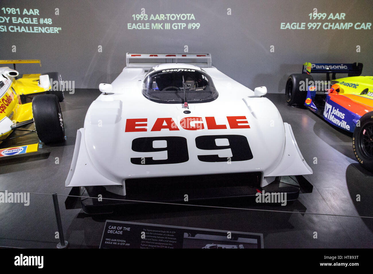 Los Angeles, CA, USA - 4 mars, 2017 : White 1993 TCA-Toyota Eagle MK III GTP numéro 99 au Petersen Automotive Museum de Los Angeles, Californie, U Banque D'Images
