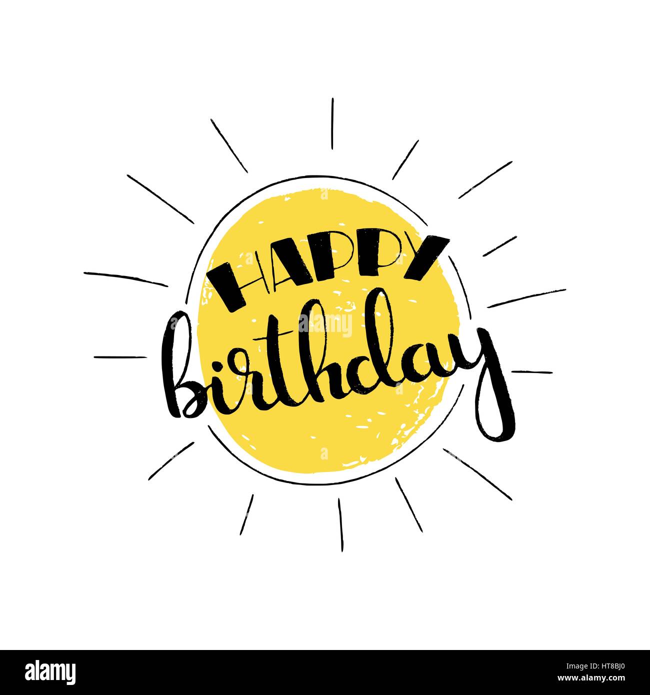 Joyeux Anniversaire Lettrage Manuscrit Vector Hand Drawn Moderne Avec Calligraphie Bien Isole Sur Fond Blanc Pour Votre Conception Image Vectorielle Stock Alamy