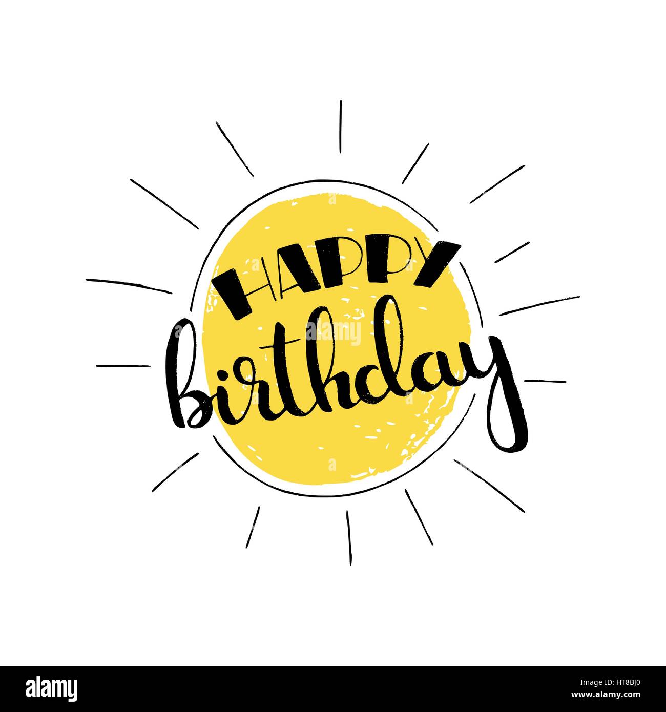 Joyeux anniversaire lettrage manuscrit. Vector hand drawn moderne avec calligraphie bien isolé sur fond blanc pour votre conception Illustration de Vecteur