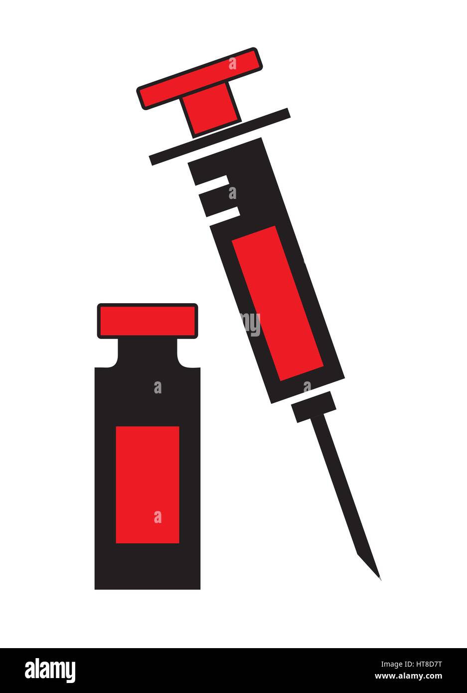 La seringue et le flacon flacon vecteur icône isolé en fond blanc. Icônes médicale. Illustration de Vecteur