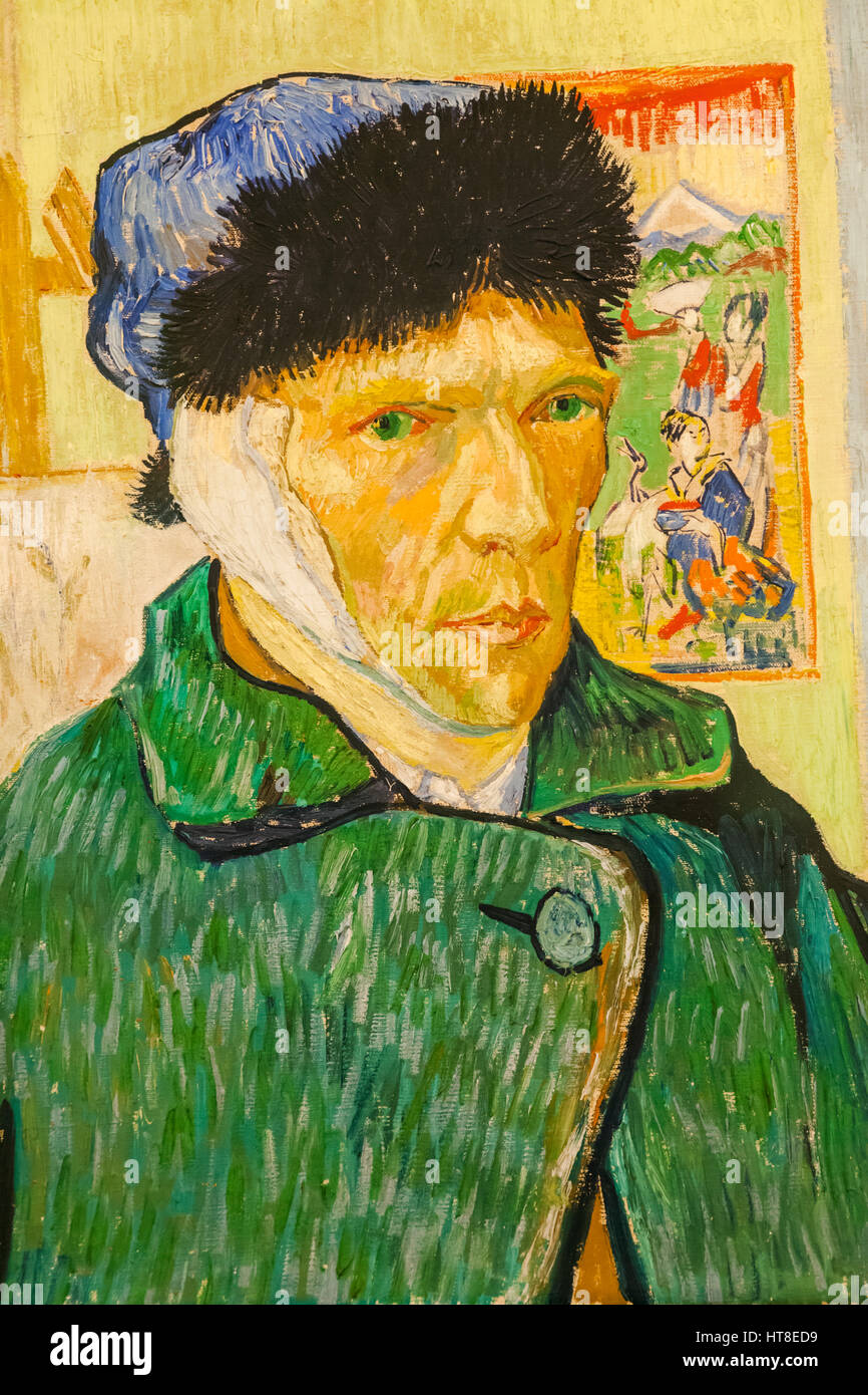 La peinture intitulée Self Portrait avec une oreille bandée de Vincent van  Gogh datée 1889 Photo Stock - Alamy