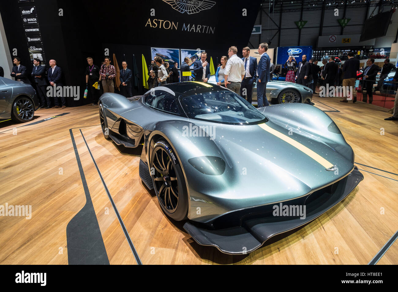 Première mondiale de Aston Martin AMR Valkyrie super voiture à Genève International Motor Show 2017 Banque D'Images