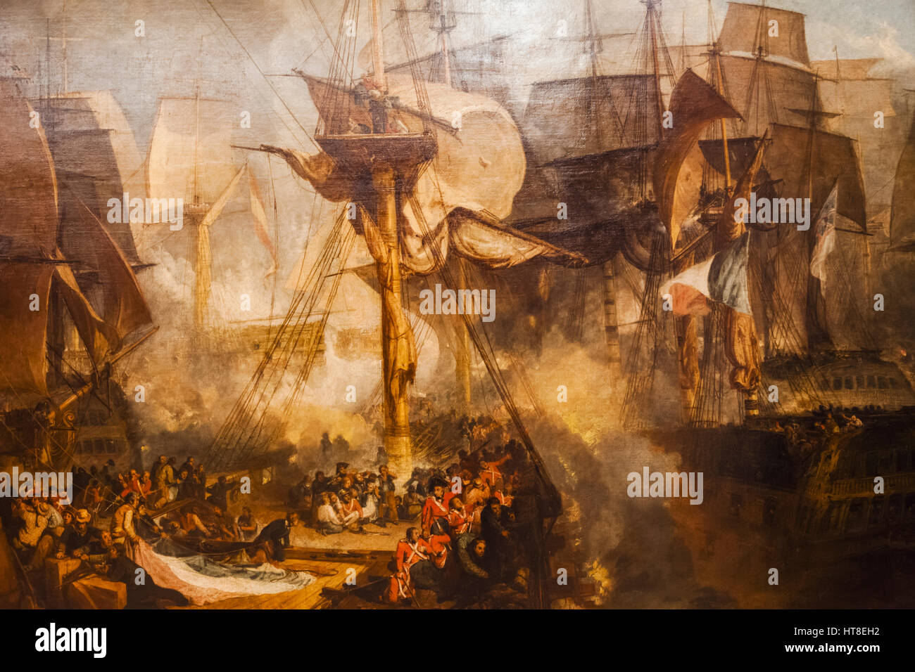 La peinture intitulée La bataille de Trafalgar par JMW Turner daté 1806 Banque D'Images