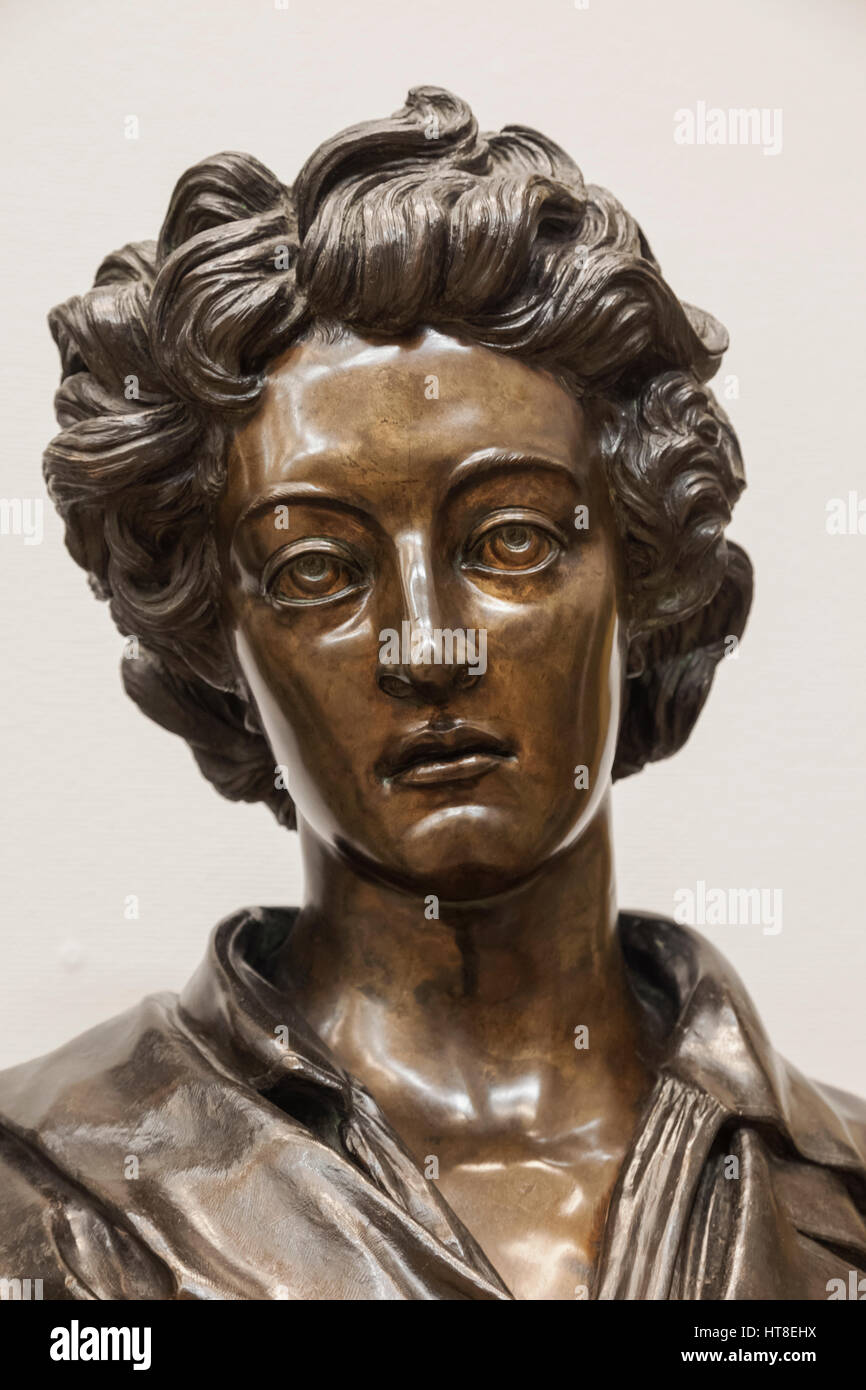 Buste en bronze de Percy Bysshe Shelley par Amelia Hill Robertson datée du 1882 Banque D'Images