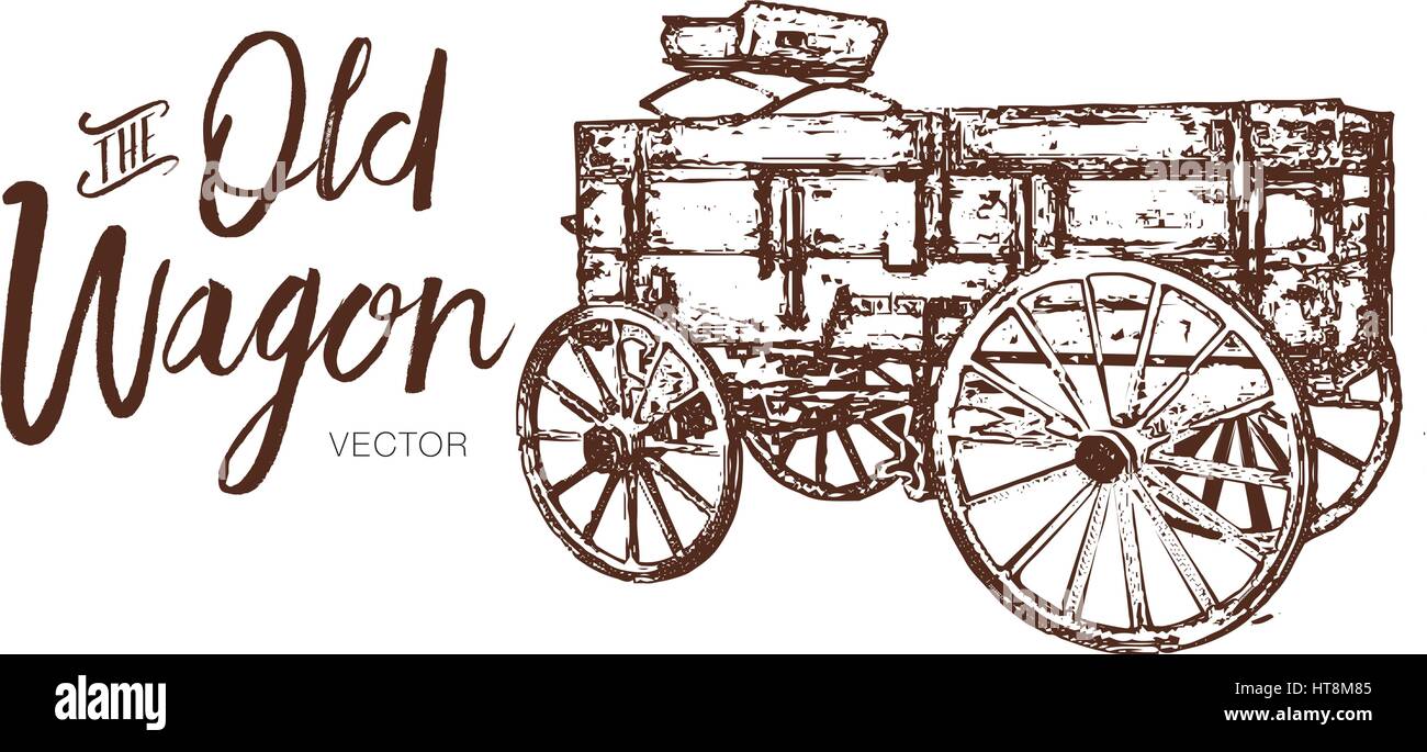 Vieux Wagon logo Vector, Vintage Panier Illustration Illustration de Vecteur