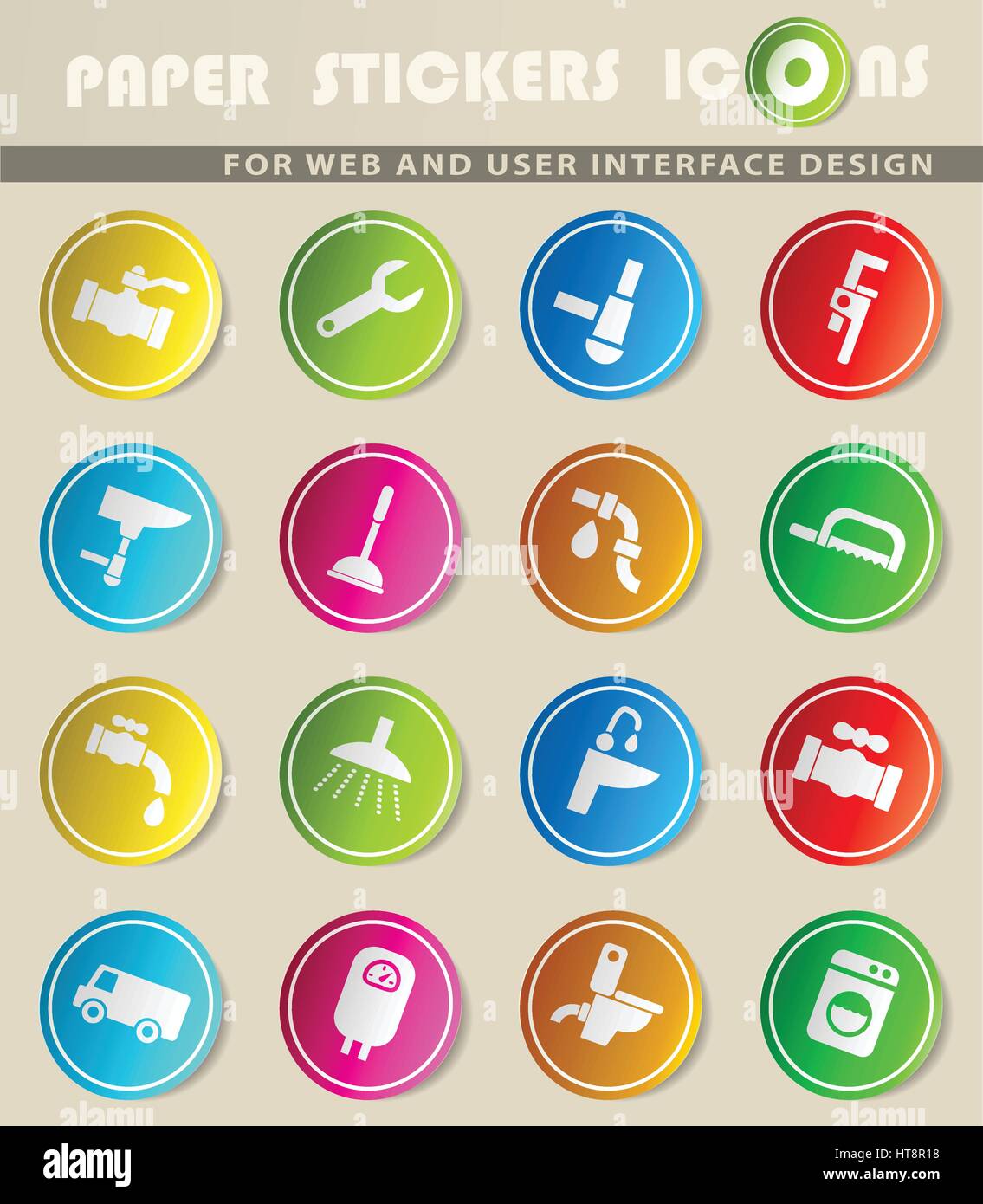 Web service de plomberie et d'icônes pour la conception d'interface utilisateur Illustration de Vecteur