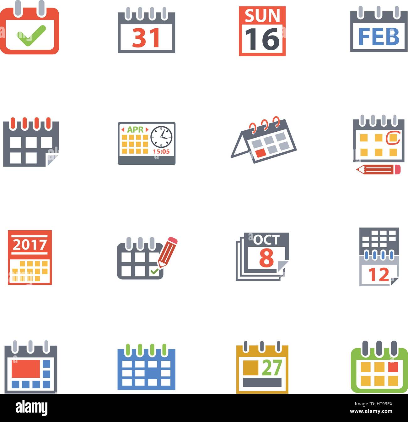Icônes de calendrier sur le web pour la conception de l'interface utilisateur Illustration de Vecteur