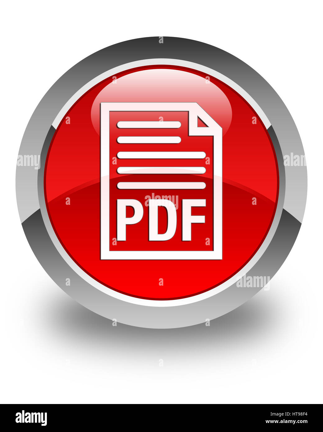 Icône de document PDF isolé sur le bouton rond rouge brillant abstract illustration Banque D'Images