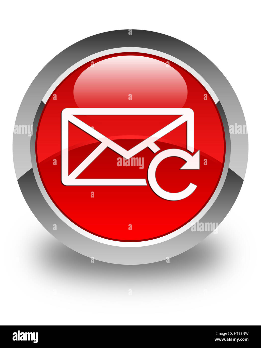 Actualiser icône e-mail isolé sur le bouton rond rouge brillant abstract illustration Banque D'Images