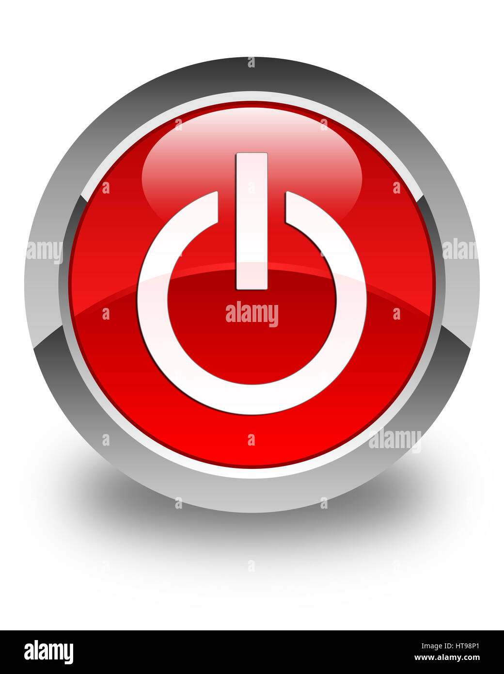 Icône d'alimentation isolé sur le bouton rond rouge brillant abstract illustration Banque D'Images