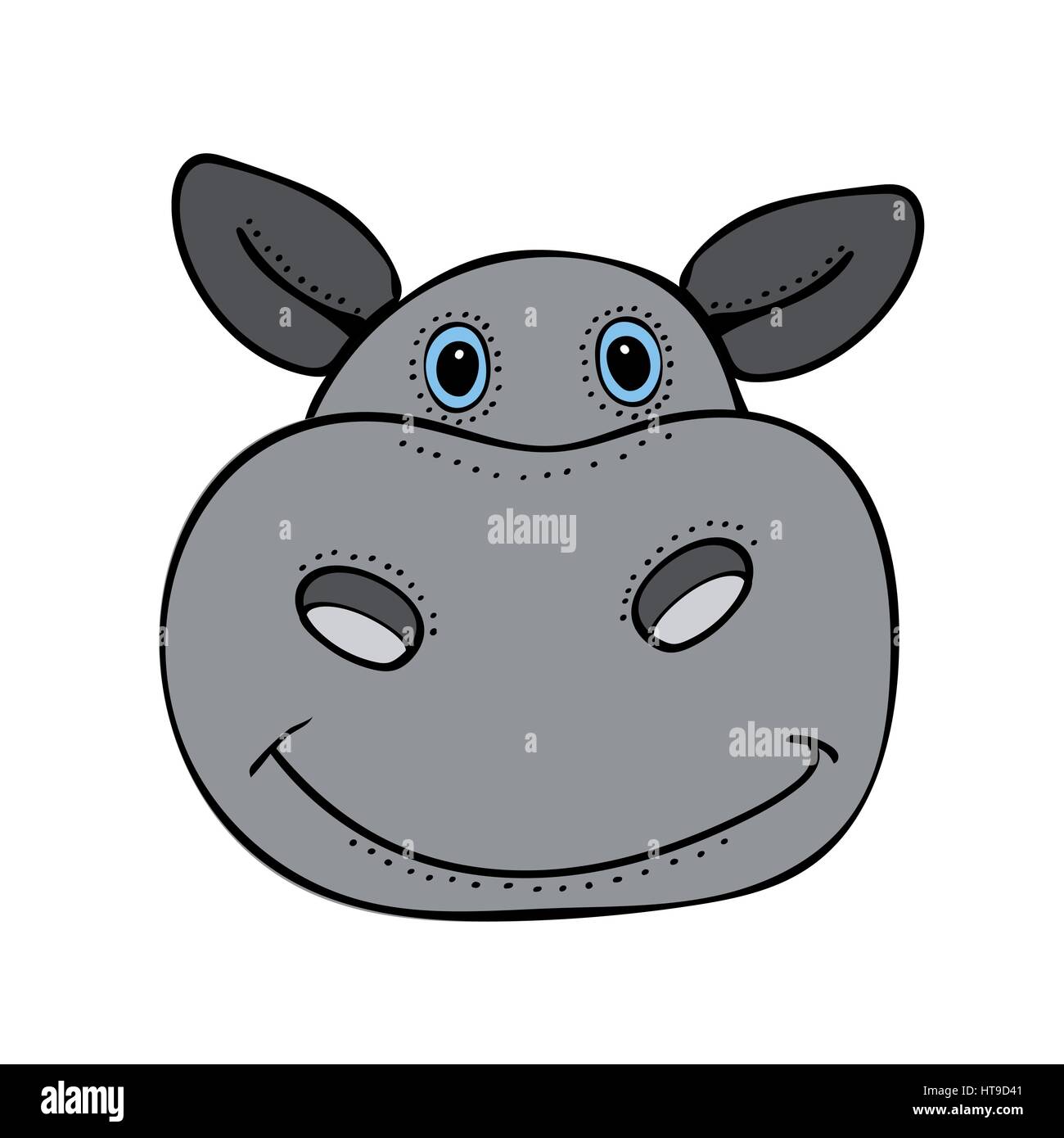 Hippo cute funny cartoon head Illustration de Vecteur