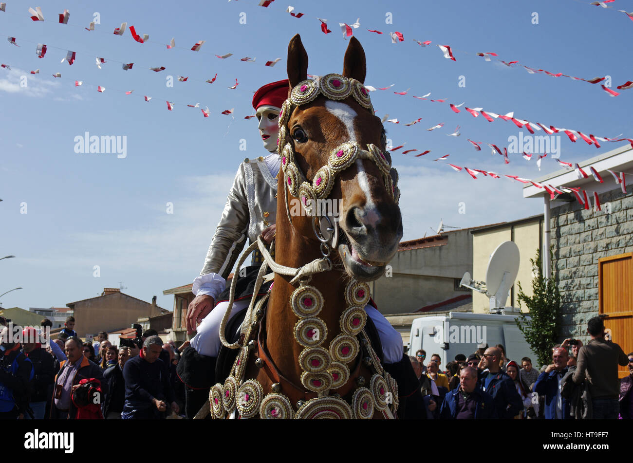 Oristano, Sardaigne. La Sartiglia, le défilé du carnaval Banque D'Images