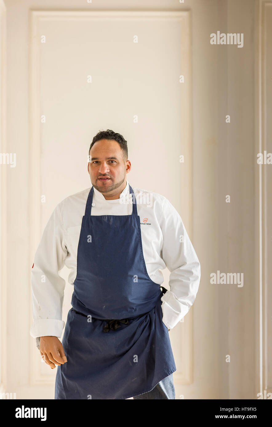 Le célèbre chef Michael Caines dans son nouveau Lympstone contemporain Manor Country House hotel près de Exmouth, Devon, UK Banque D'Images
