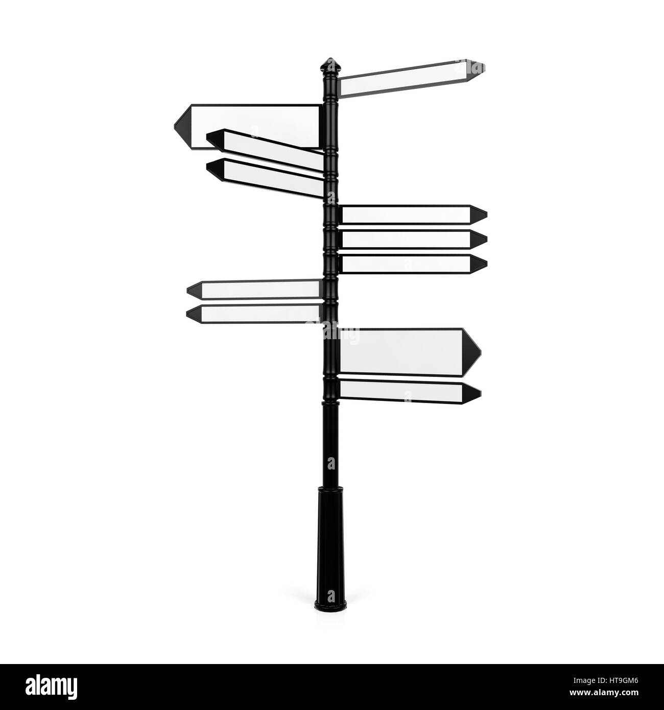 Panneau directionnel avec un espace vide sur le signe pour le texte isolé sur fond blanc, 3D Rendering Banque D'Images