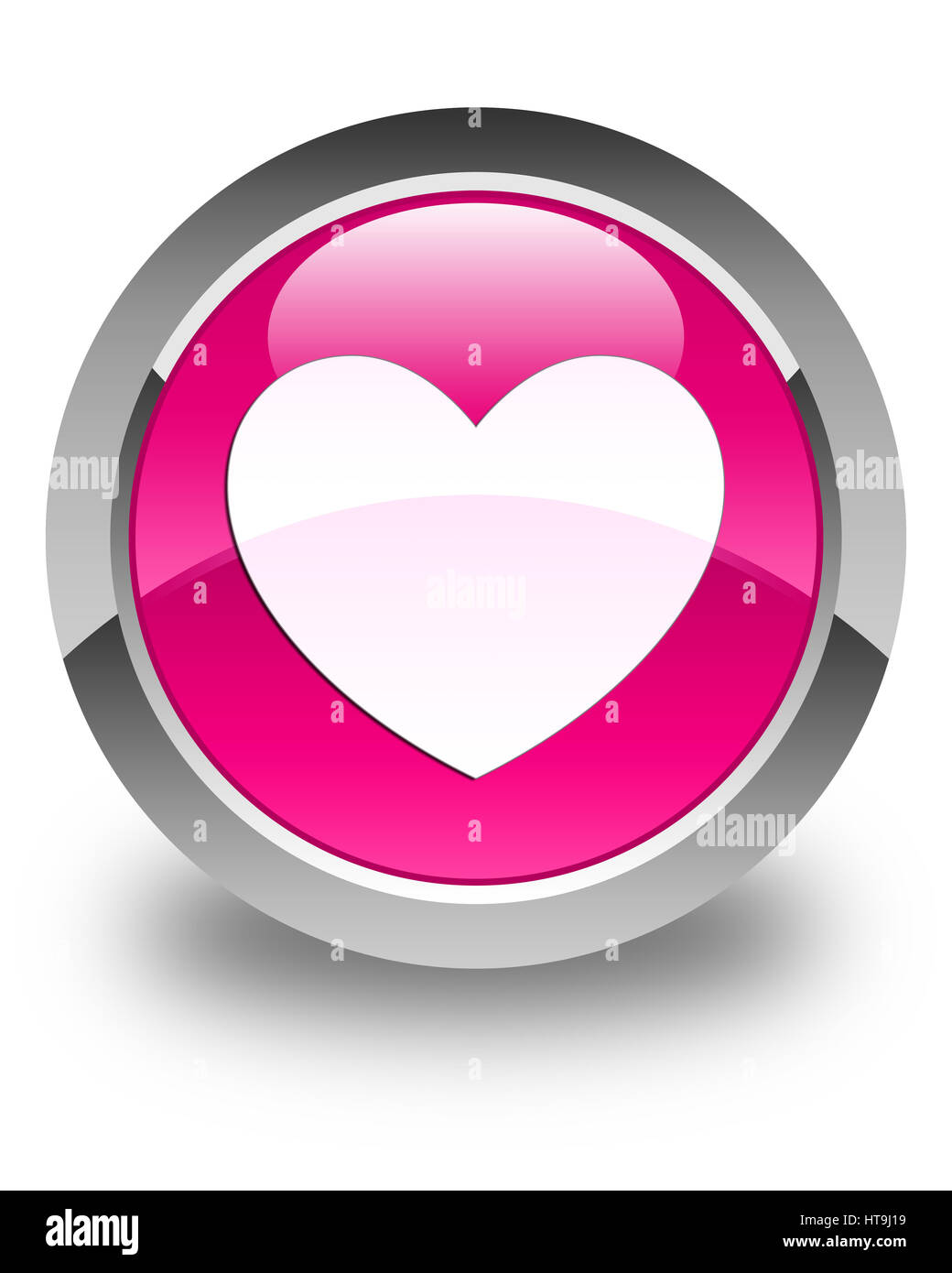 Icône de cœur isolé sur bouton rond rose brillant abstract illustration Banque D'Images