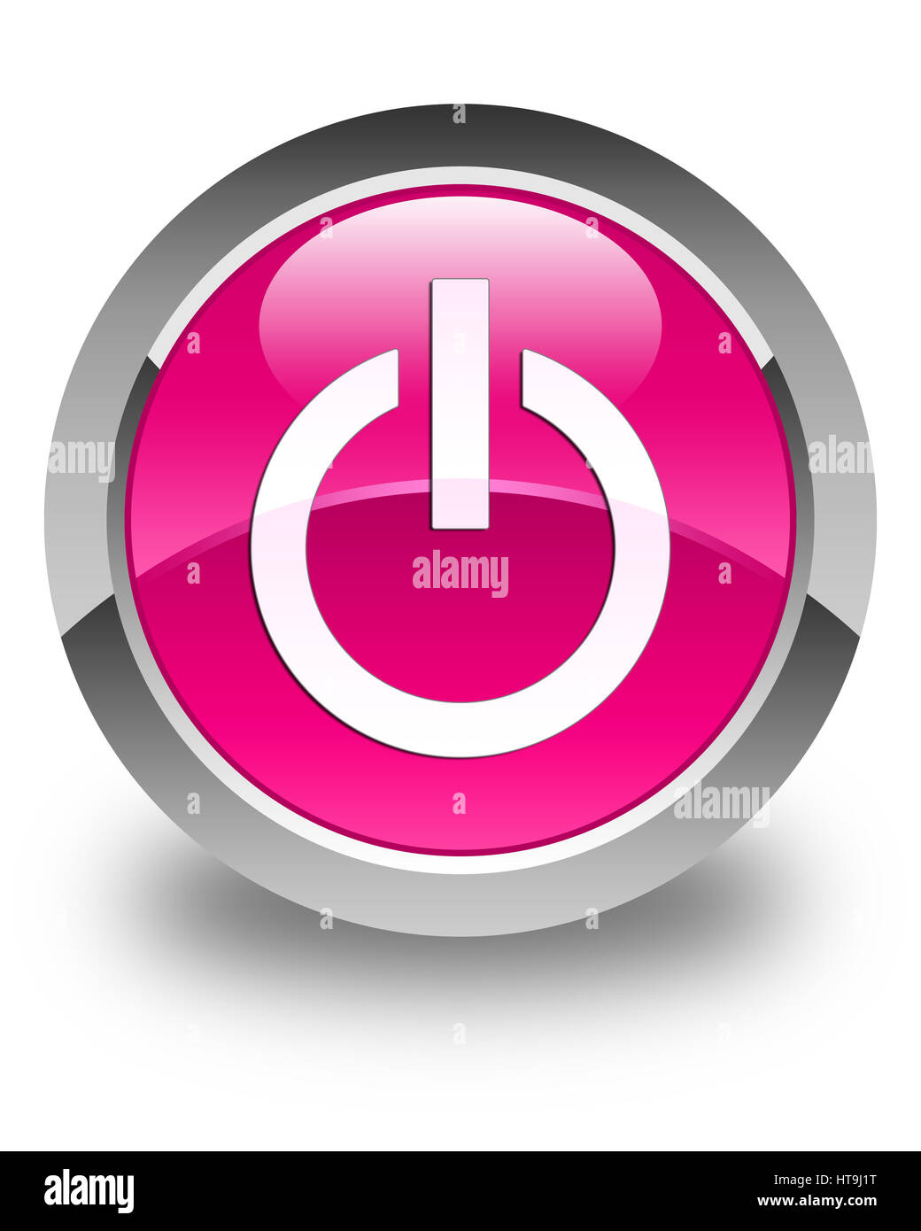 Icône d'alimentation isolé sur bouton rond rose brillant abstract illustration Banque D'Images