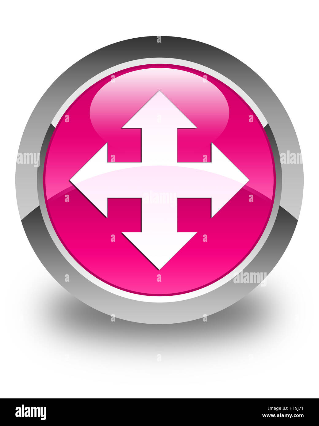 L'icône Déplacer isolé sur bouton rond rose brillant abstract illustration Banque D'Images