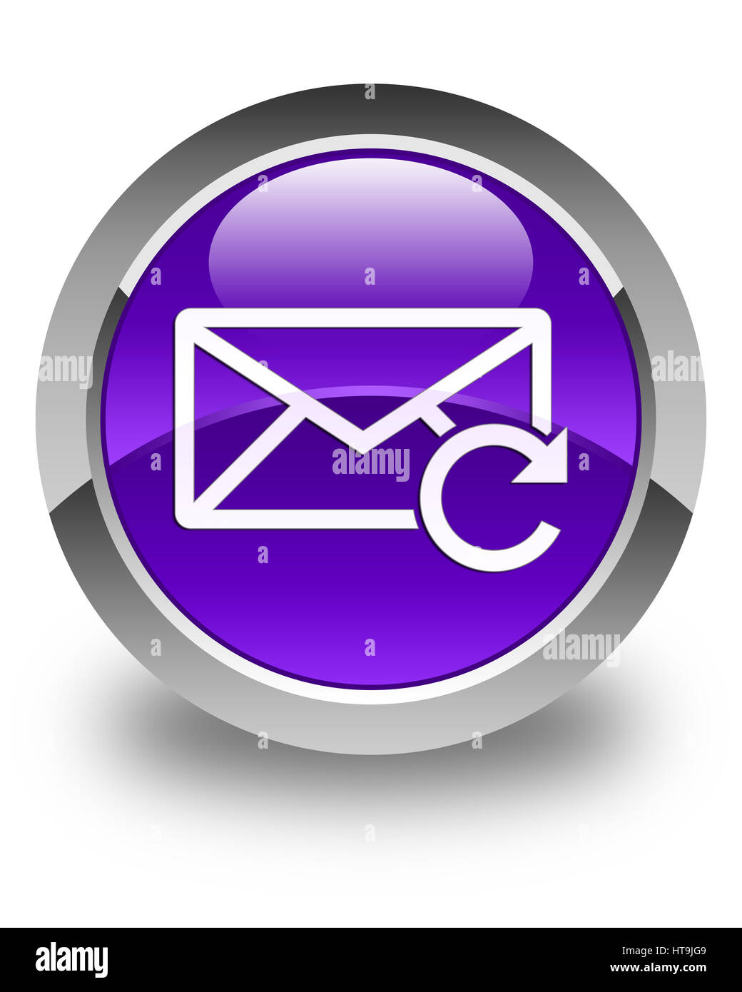 Actualiser icône e-mail isolé sur bouton rond violet brillant abstract illustration Banque D'Images