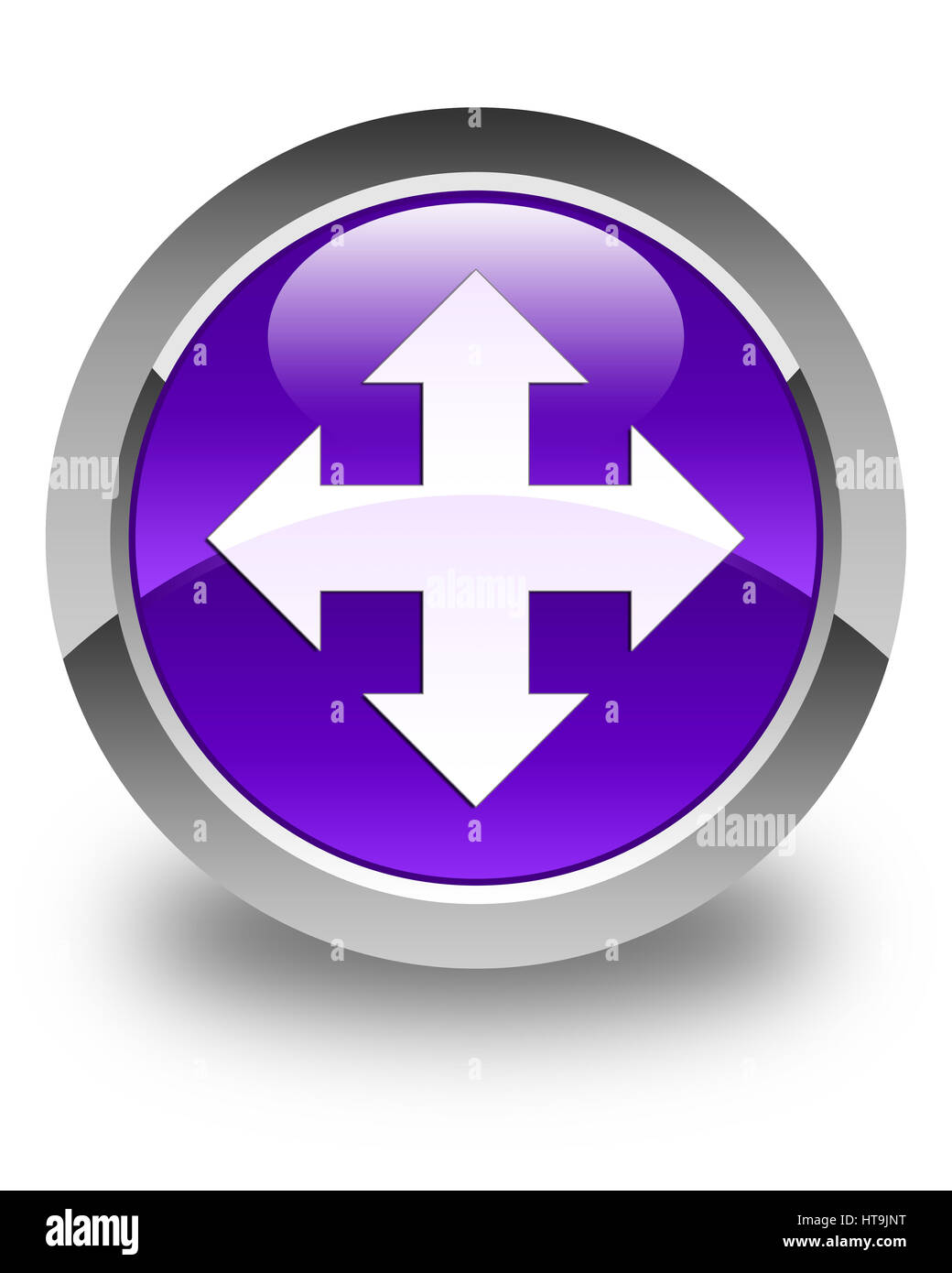 L'icône Déplacer isolé sur bouton rond violet brillant abstract illustration Banque D'Images