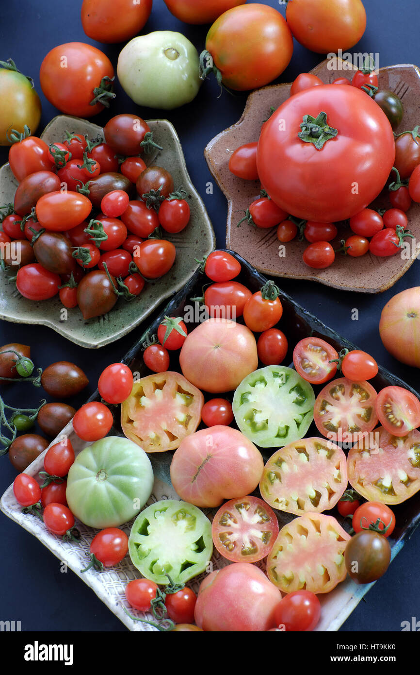 Les tomates, la nourriture bon marché avec beaucoup d'utiliser à titre d'antioxydants, soins de la peau, anticancéreux, bon pour les personnes alzheimer, légumes riches en vitamines, caroténoïdes, le lycopène Banque D'Images