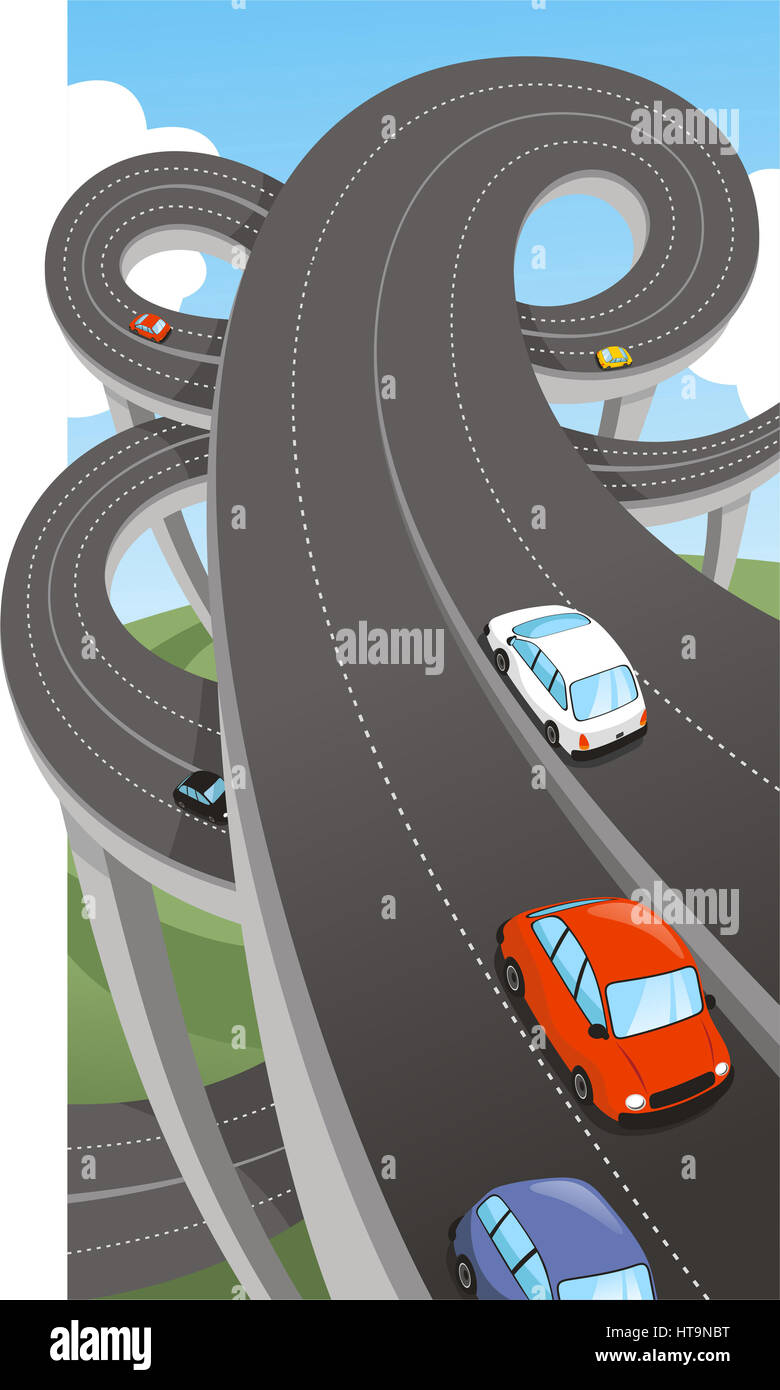 Public de l'autoroute principale Route Chemin navigable Routes, vector illustration cartoon. Banque D'Images