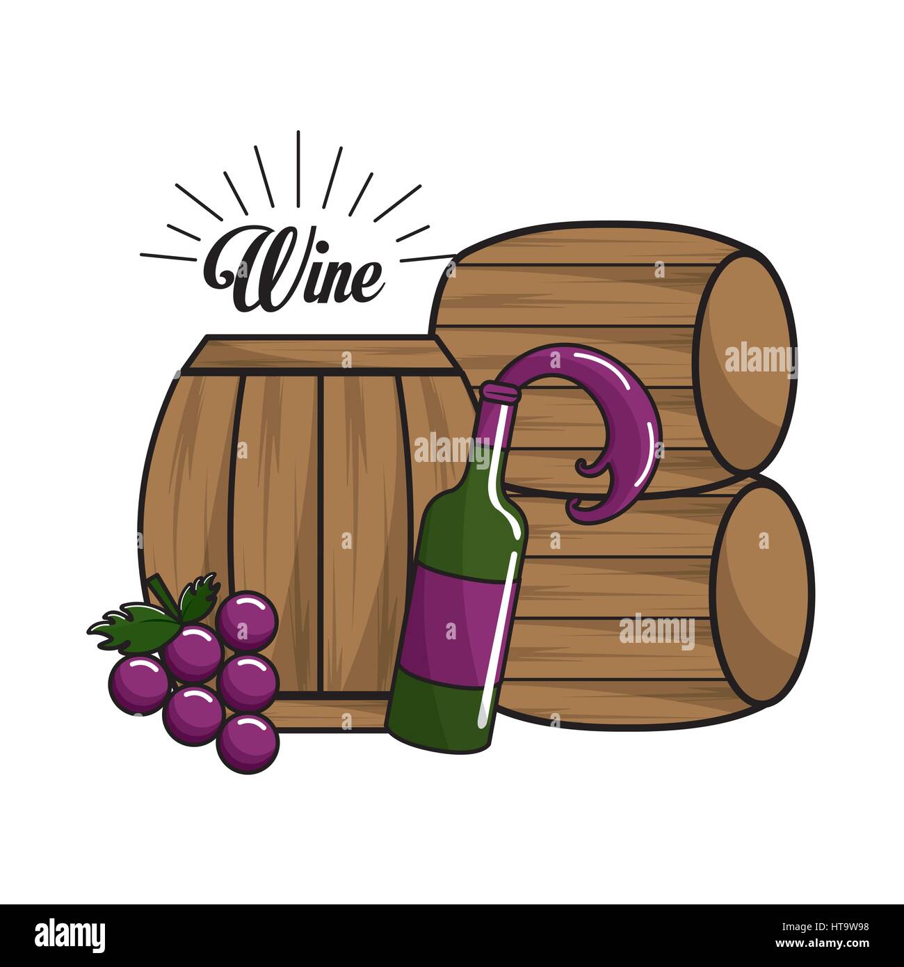 Bouteille de vin, le corps et l'icône de raisin Illustration de Vecteur