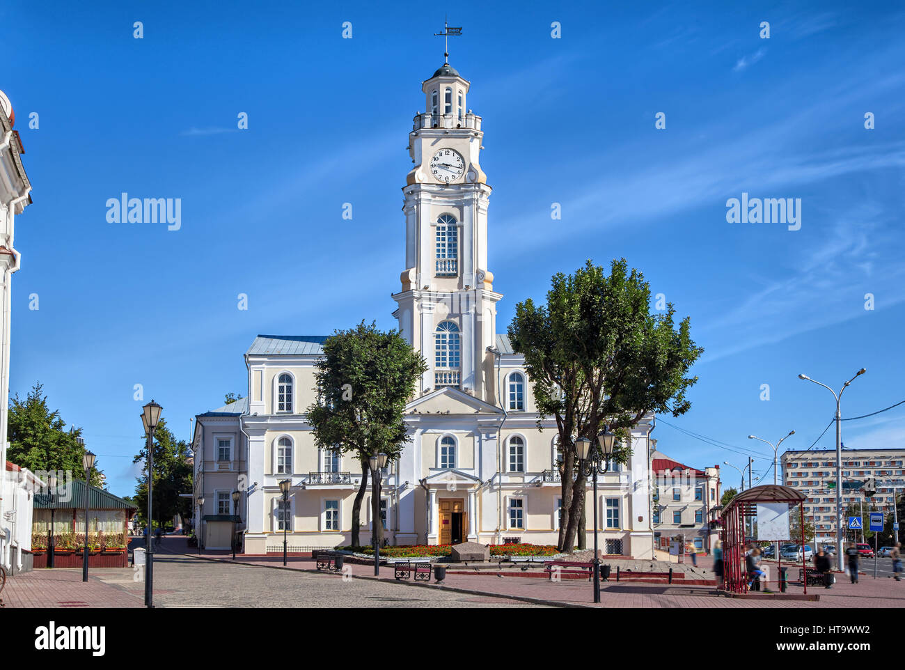 Ancien hôtel de ville de Minsk en journée ensoleillée, Vitebsk, Biélorussie Banque D'Images