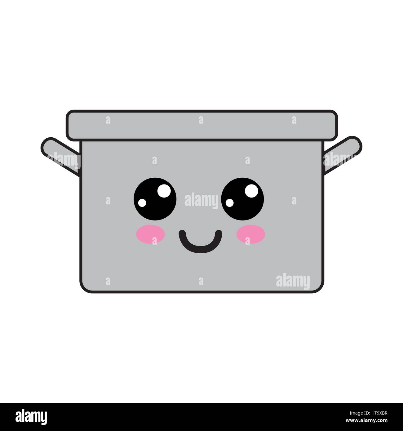 Kawaii heureux icône cooking pot Illustration de Vecteur