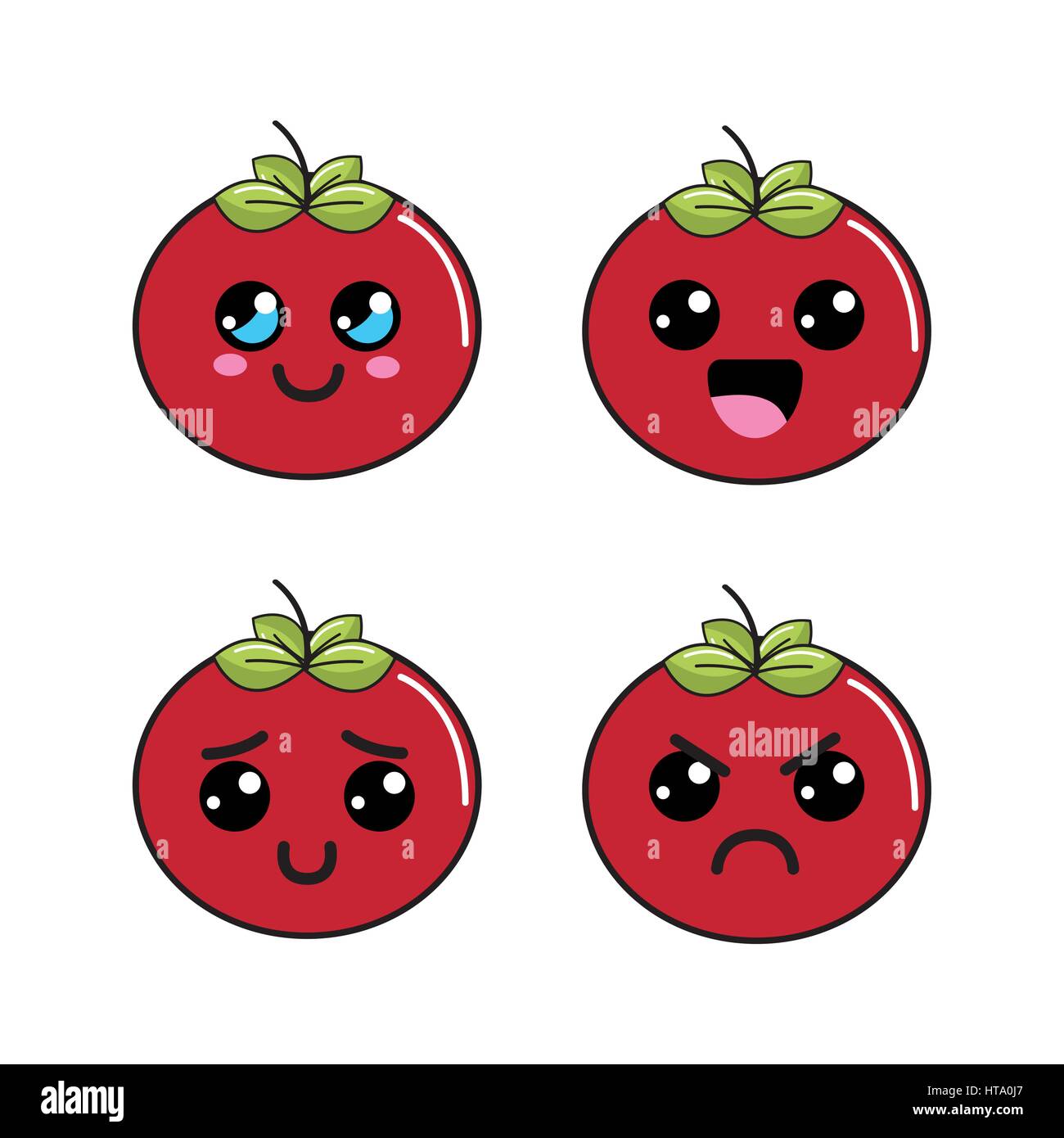 Kawaii fait face à l'icône de légumes tomate Illustration de Vecteur