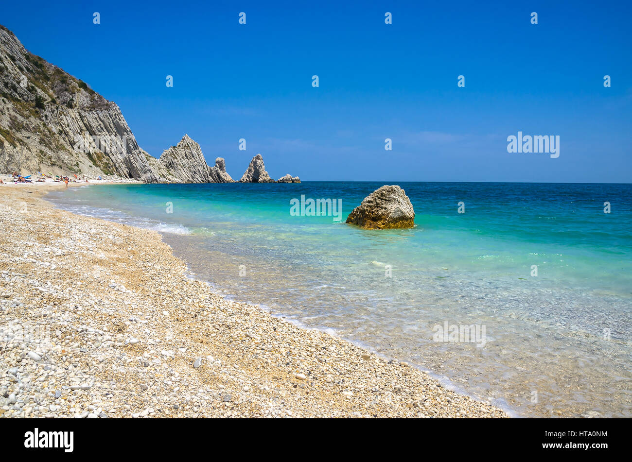 Due Sorelle beach Riviera del Conero Numana Marche Ancona Italie mer adriatique Sirolo Banque D'Images