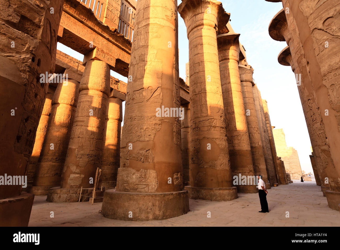 Salle hypostyle du Temple de Karnak, Louxor, Égypte, Banque D'Images