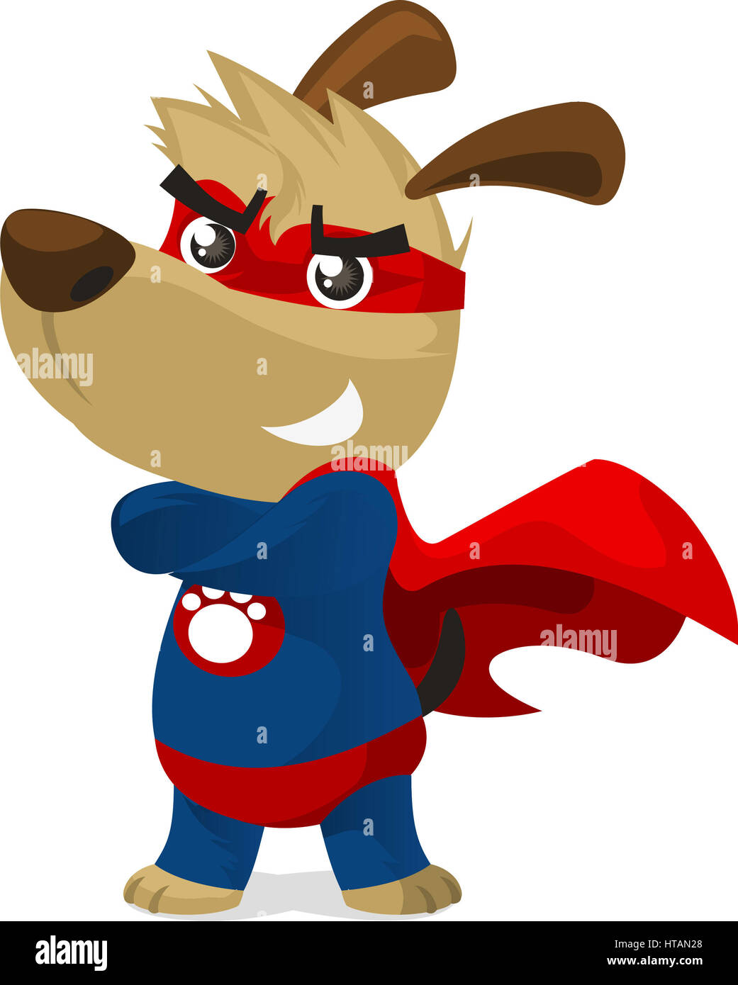 Chien de super-héros en costume de super héros avec des pouvoirs pow smiling proudly vector illustration. Banque D'Images