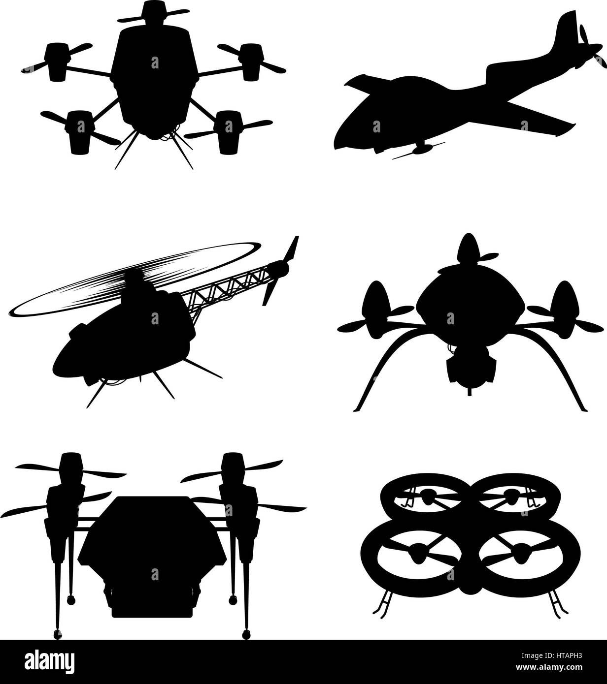 Air Drone Drones Véhicule Types vecteur illustration cartoon Banque D'Images