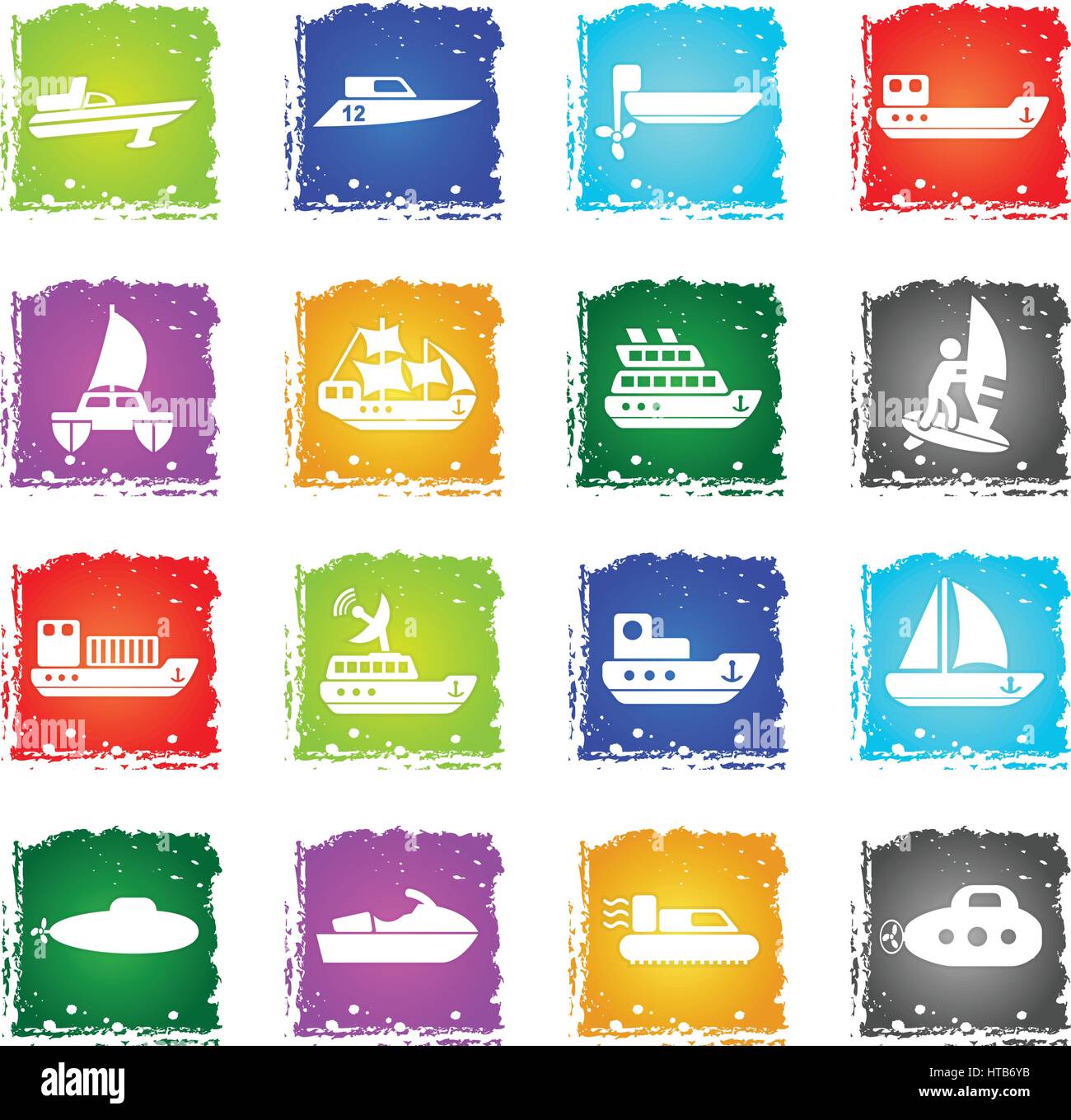 Yachts et bateaux navires icônes de grunge style pour votre conception Illustration de Vecteur