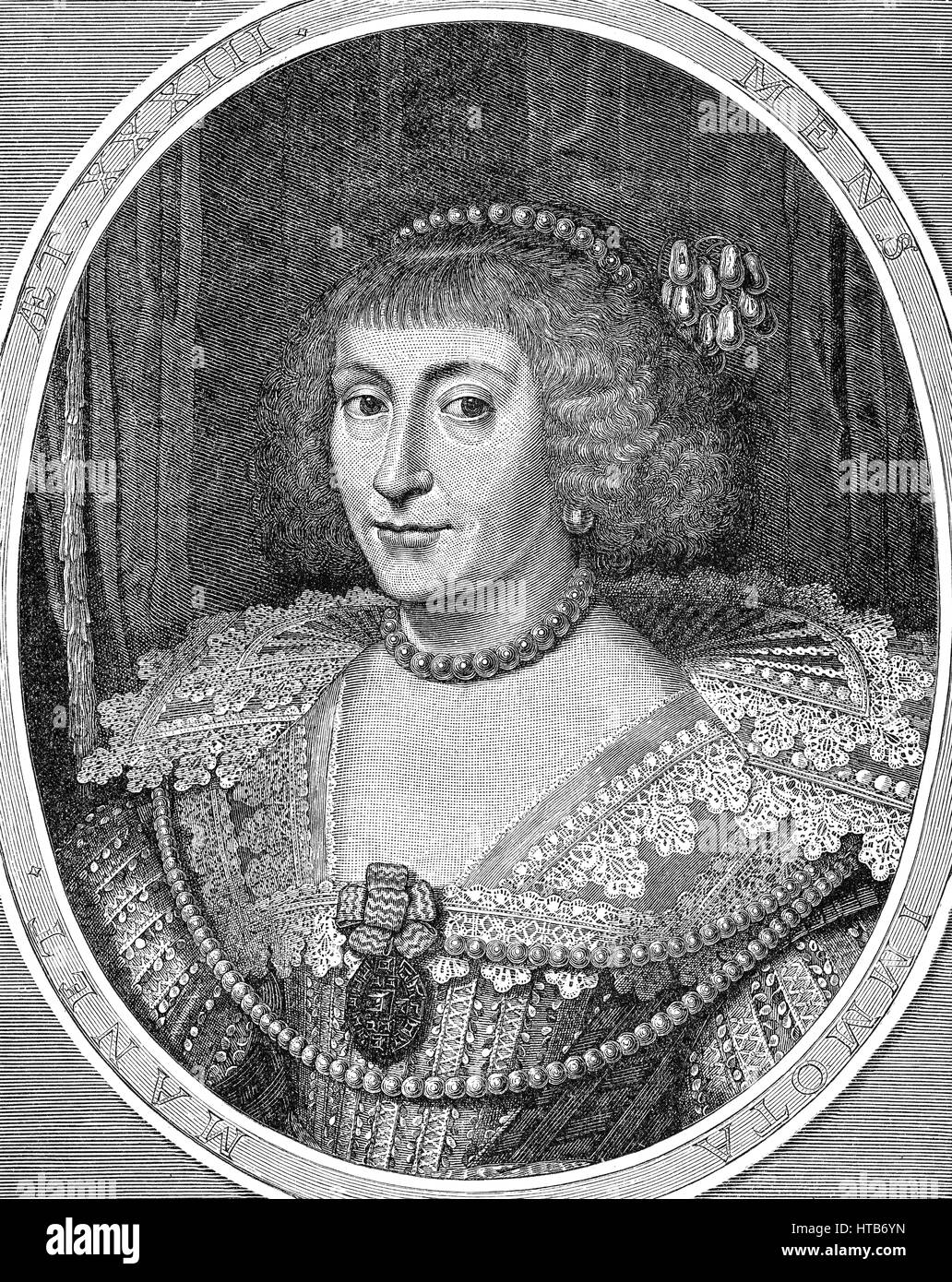 Elizabeth Stuart, la reine d'hiver, 1596 - 1662, que l'épouse de Frédéric V, électeur palatin, électrice Palatine, reine de Bohême Banque D'Images