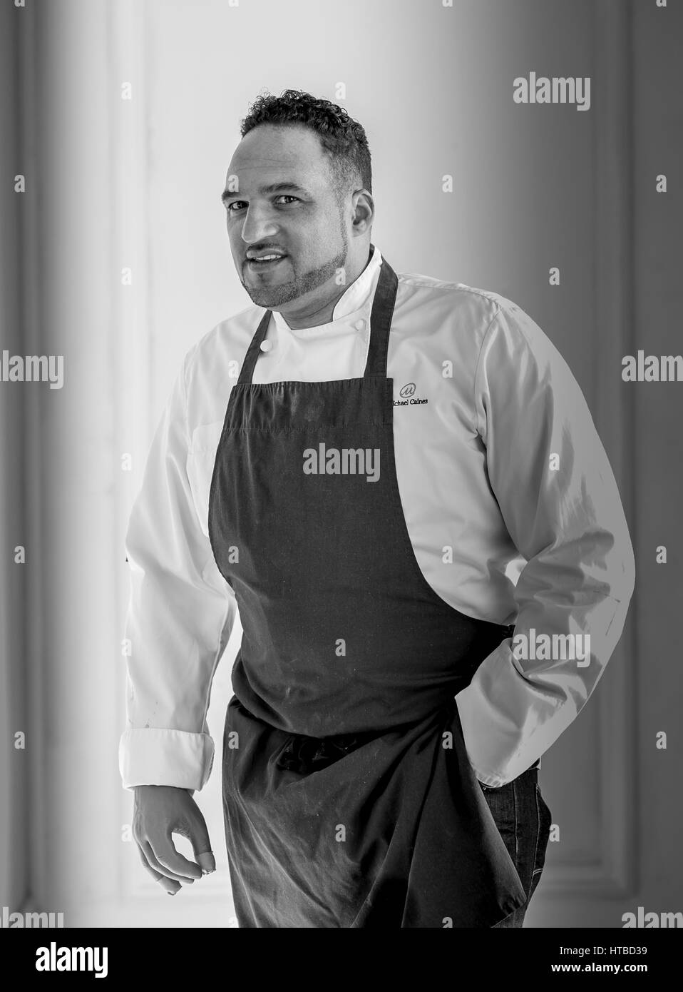 Le célèbre chef Michael Caines dans son nouveau Lympstone contemporain Manor Country House hotel près de Exmouth, Devon, UK Banque D'Images