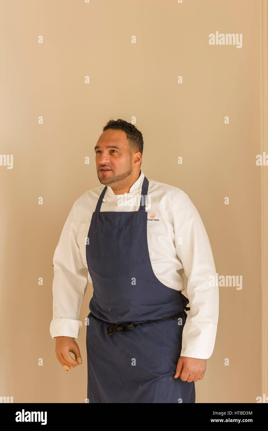 Le célèbre chef Michael Caines dans son nouveau Lympstone contemporain Manor Country House hotel près de Exmouth, Devon, UK Banque D'Images