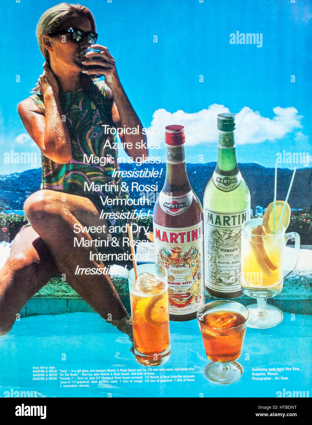 Une publicité pour le magazine 1960 Martini & Rossi Vermouth. Banque D'Images