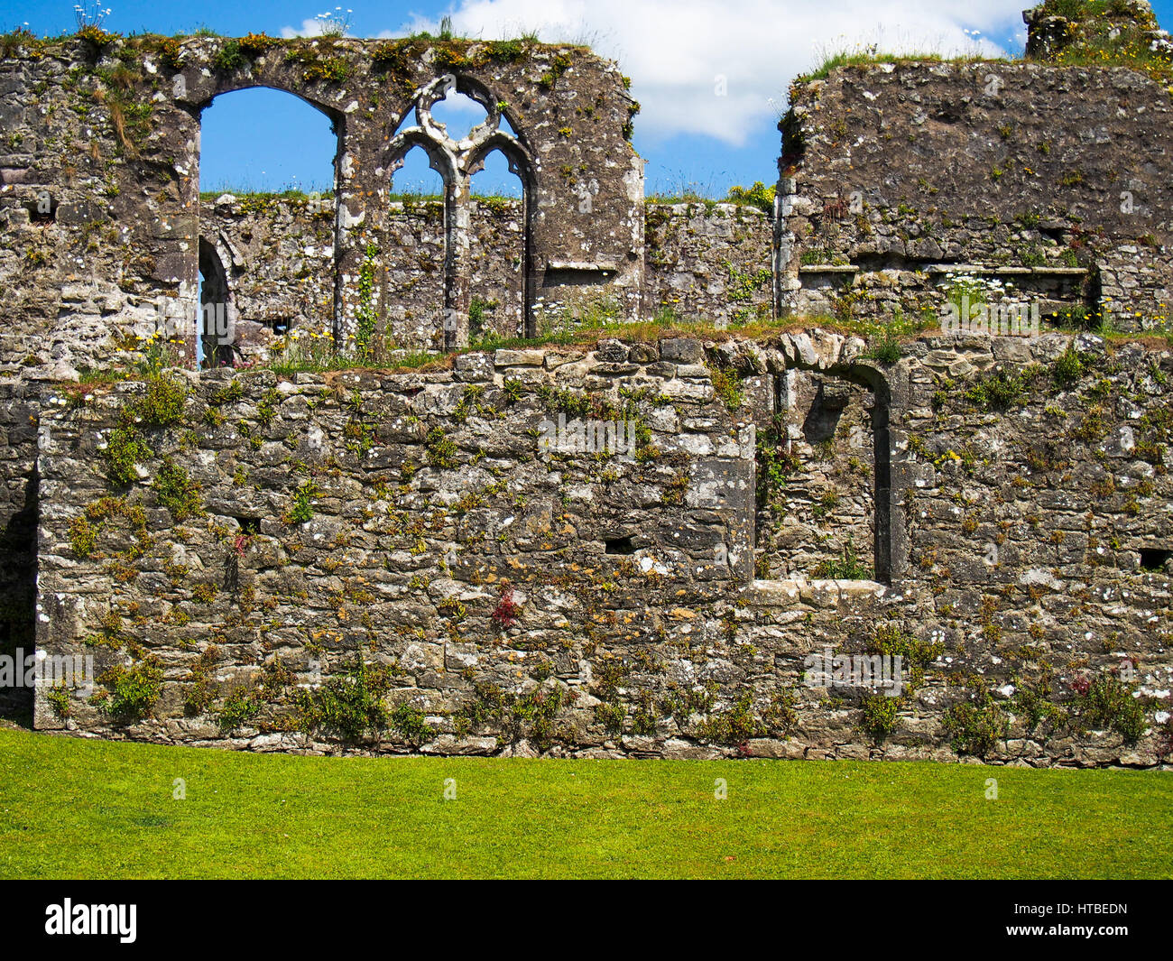 Ruines de l'effondrement des murs de l'extérieur du Prieuré Bridgetown en Castletownroche Comté de Cork en Irlande. Banque D'Images
