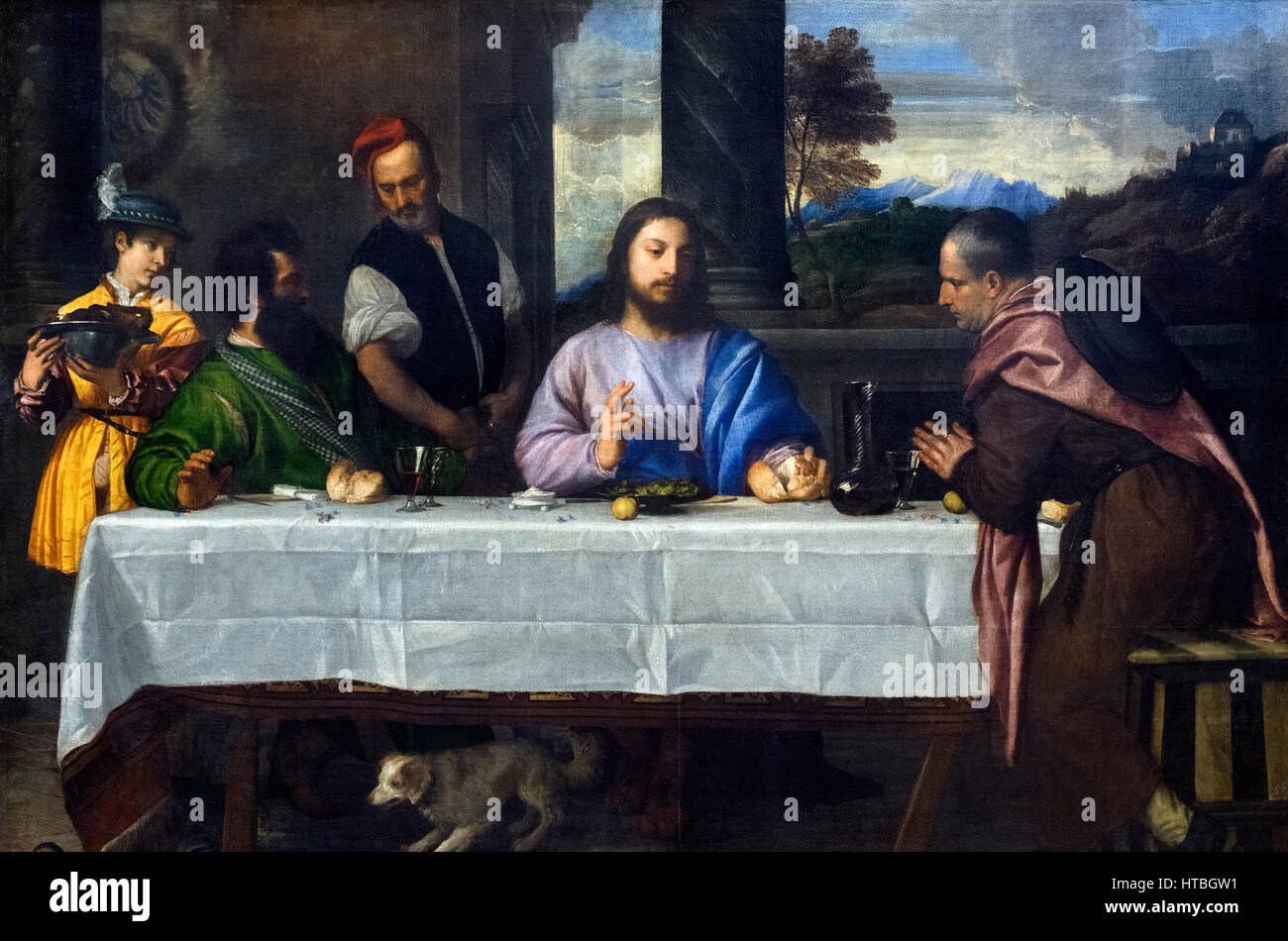 Le souper à Emmaüs par Tiziano Vecellio (Titien), c.1530, Louvre, Paris. Banque D'Images