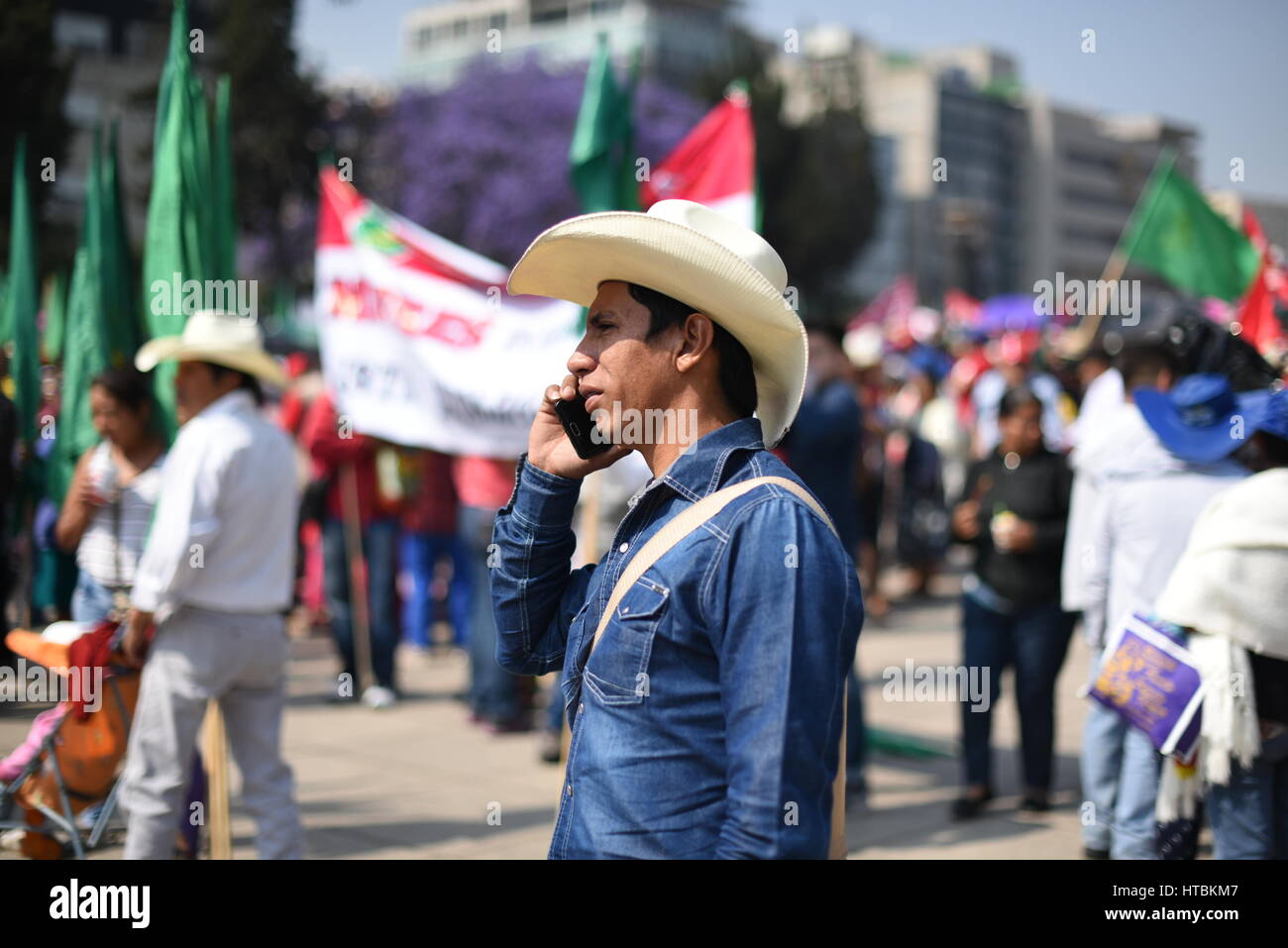 Manifestación de grupos campesinos, Día Internacional de la Mujer, Ciudad de México, Mexique, 8 de marzo, 2017 Banque D'Images